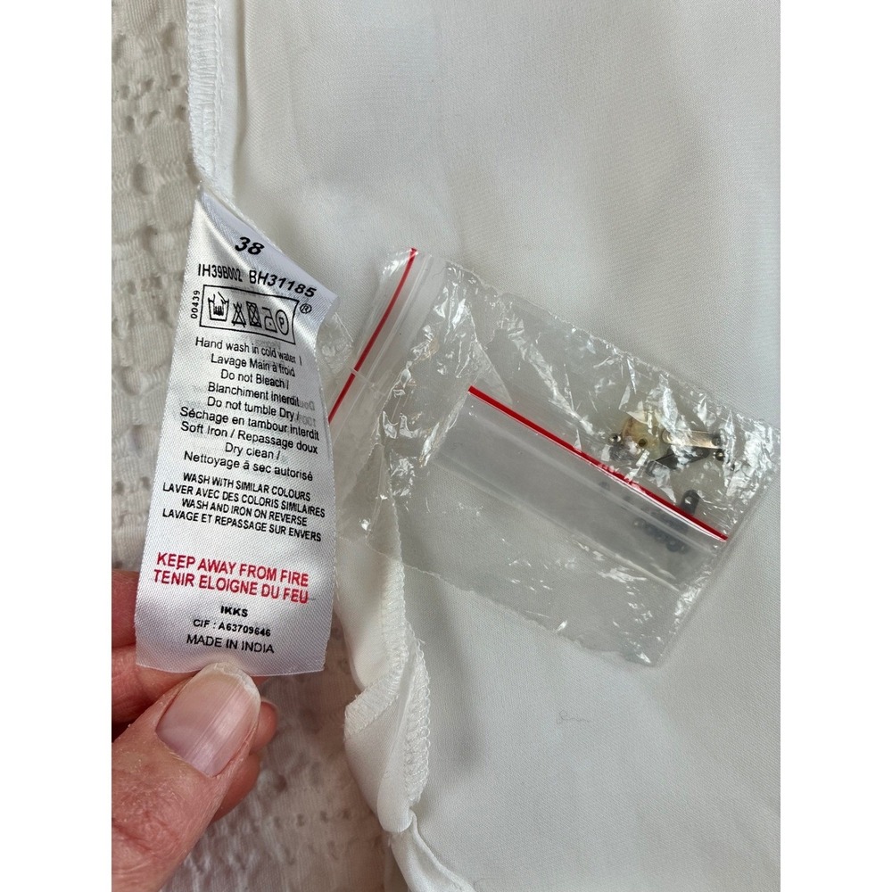 IKKS Shift Dress Mini White Metallic Beading Embellished Festival Women 38 or M - Picture 4 of 15